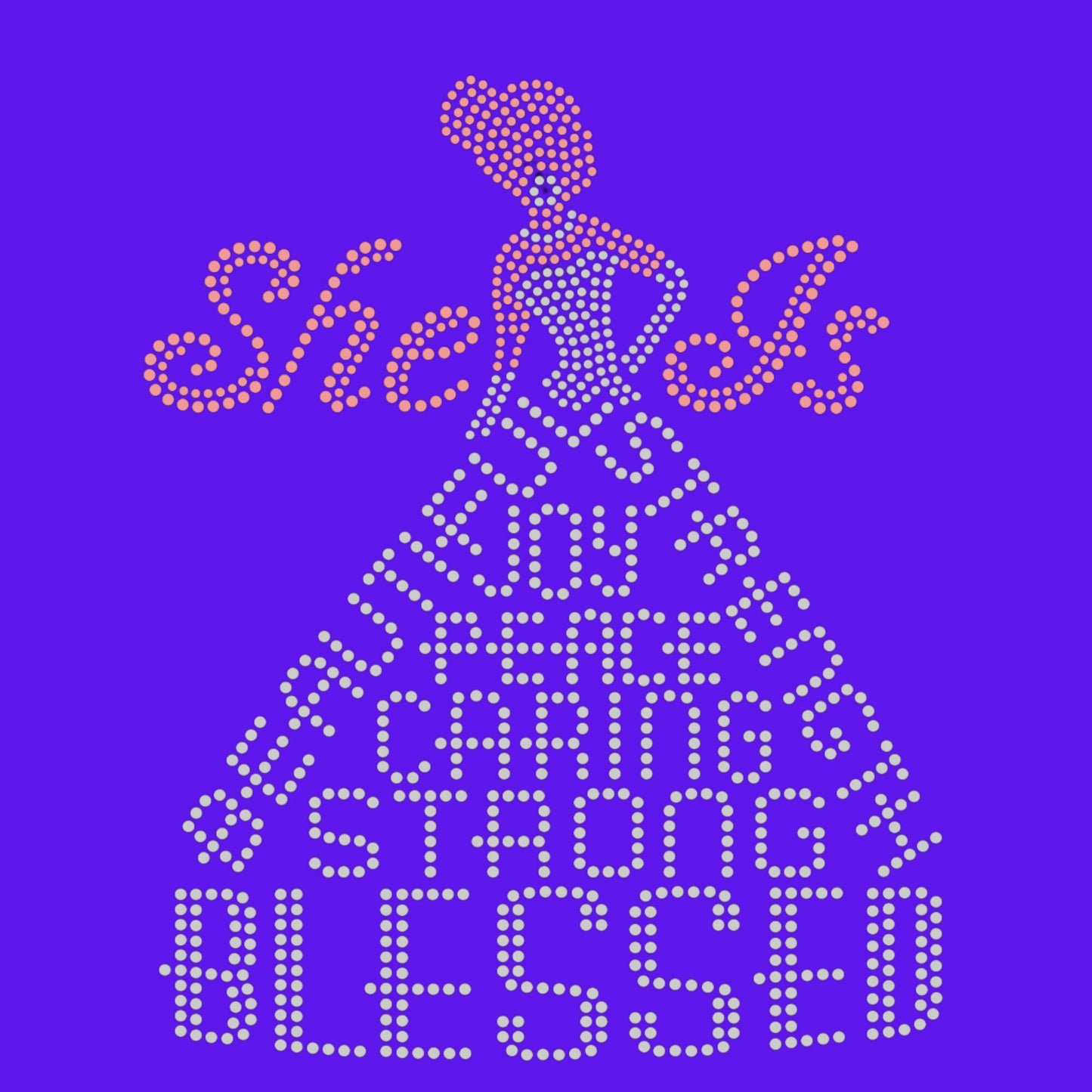 Rock-It FLOCK Rhinestone Transfer She Is Beautiful Joy Peace Strength Caring Strong Blessed SS10 and Ss06