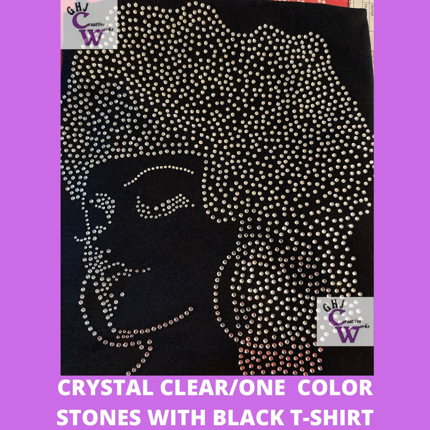 AFRICAN AFRO Rhinestone T-shirt, Transfer and Templates