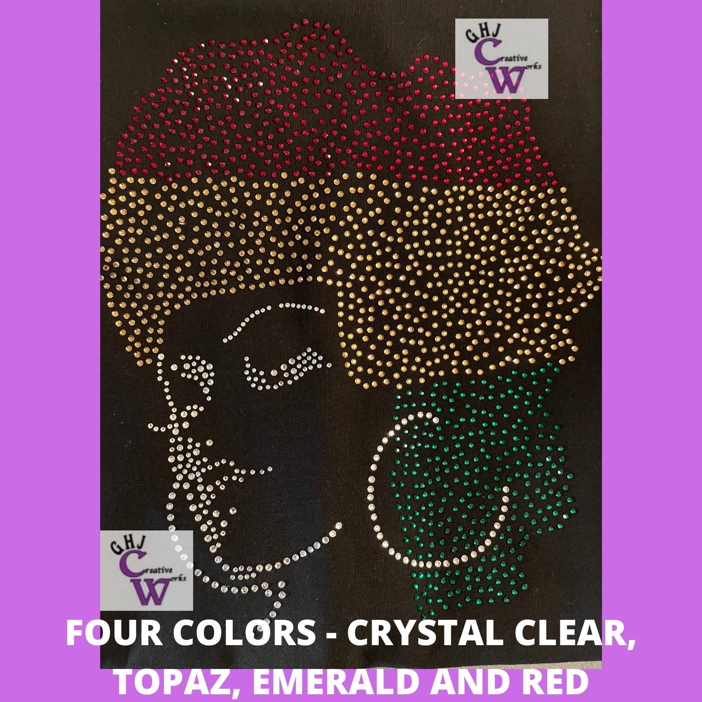 AFRICAN AFRO Rhinestone T-shirt, Transfer and Templates