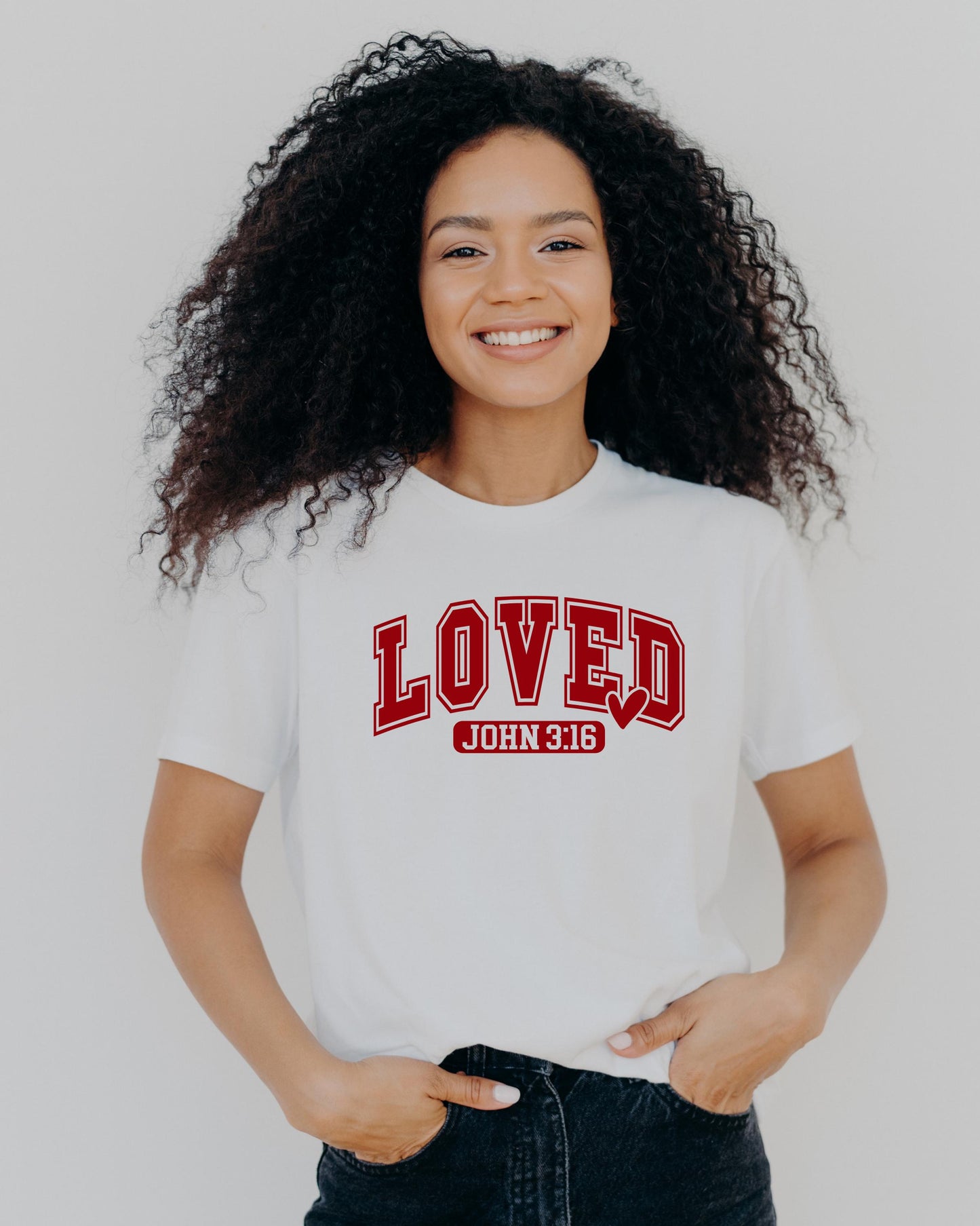 LOVED Inspirational Scriptural Motivational Bible Reference John 3:16 T-shirt