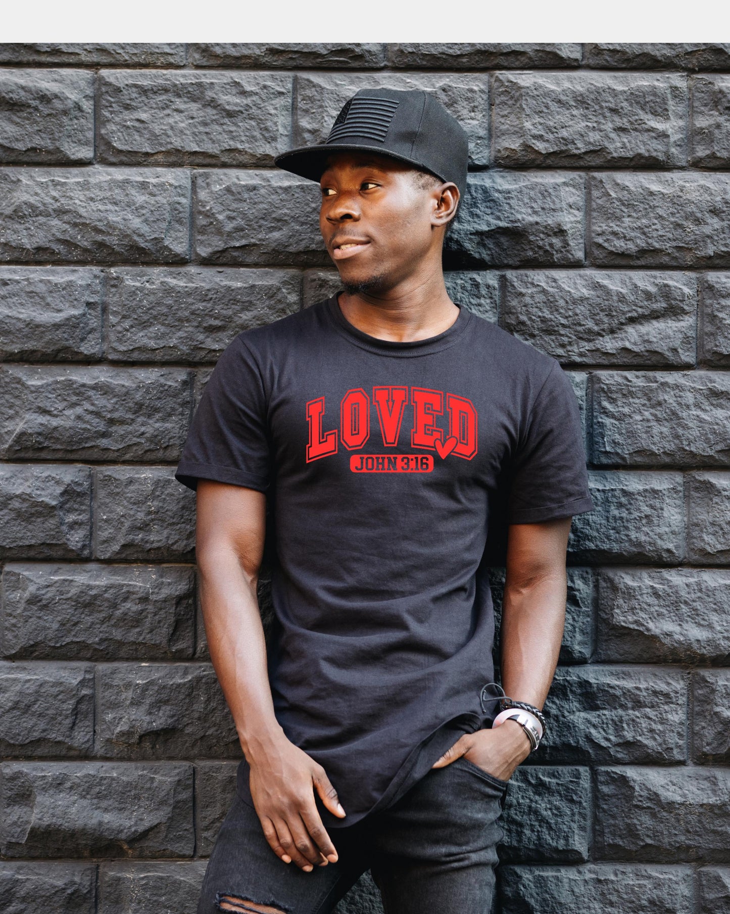 LOVED Inspirational Scriptural Motivational Bible Reference John 3:16 T-shirt